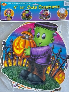 Vintage Beistle Halloween Cute Creatures Cutouts 4 pack New Ghost Witch Pumpkin